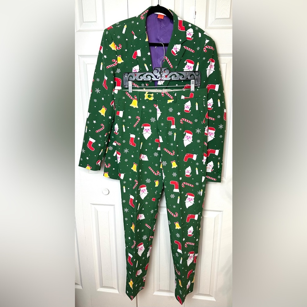 OPPOSUITS Santa Boss Novelty Costume Christmas Party Holiday Green Red Outfit